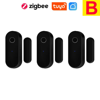Tuya Smart Zigbee Door & Window Sensor – Black Open/Close Detector for Smart Home Security, Compatible with Smart Life App