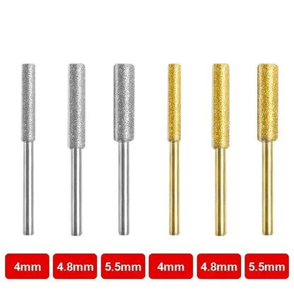 3/4/5/6Pcs Diamond Coated Cylindrical Burr Chainsaw Sharpener Stones – 4mm/4.8mm/5.5mm Grinding Files for Chain Saw Carving & Sharpening Tools