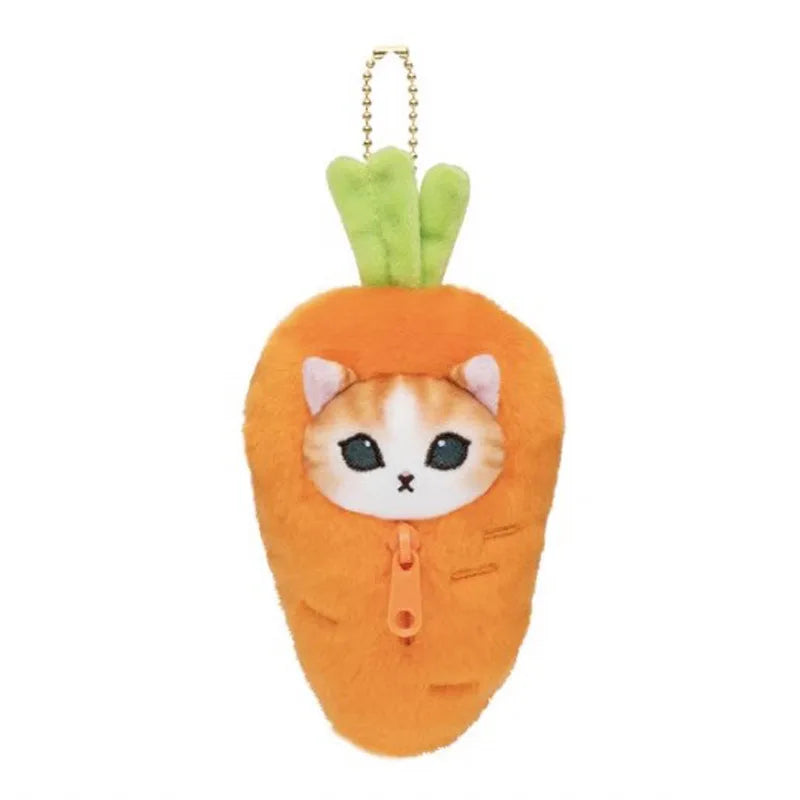 Yoyo Japanese Style Mofusand Plushie Shark Cat Keychain — Cute Fruit & Vegetable Soft Pendant Gift for Girls