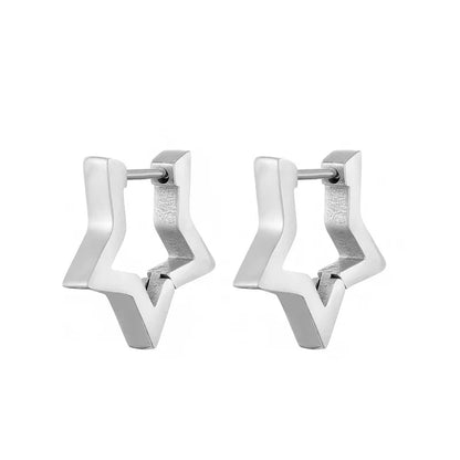 Classic Stainless Steel Hoop Earrings - Heart, Star, Oval & Geometric Punk Hip Hop Jewelry for Women & Men