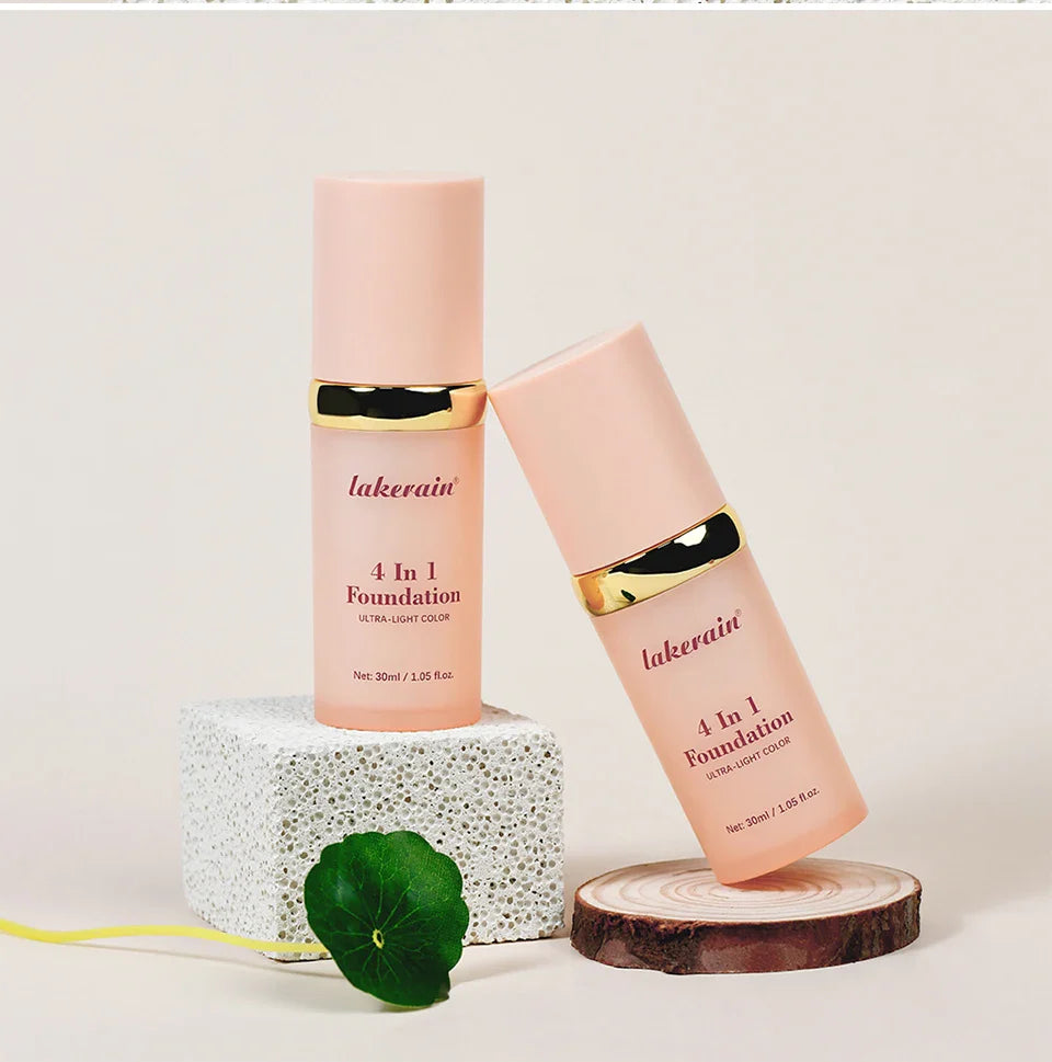 Color-Changing 4-in-1 Foundation – Moisturizing SPF 30+ Longwear Waterproof Makeup Base for Hydrating Travel Coverage