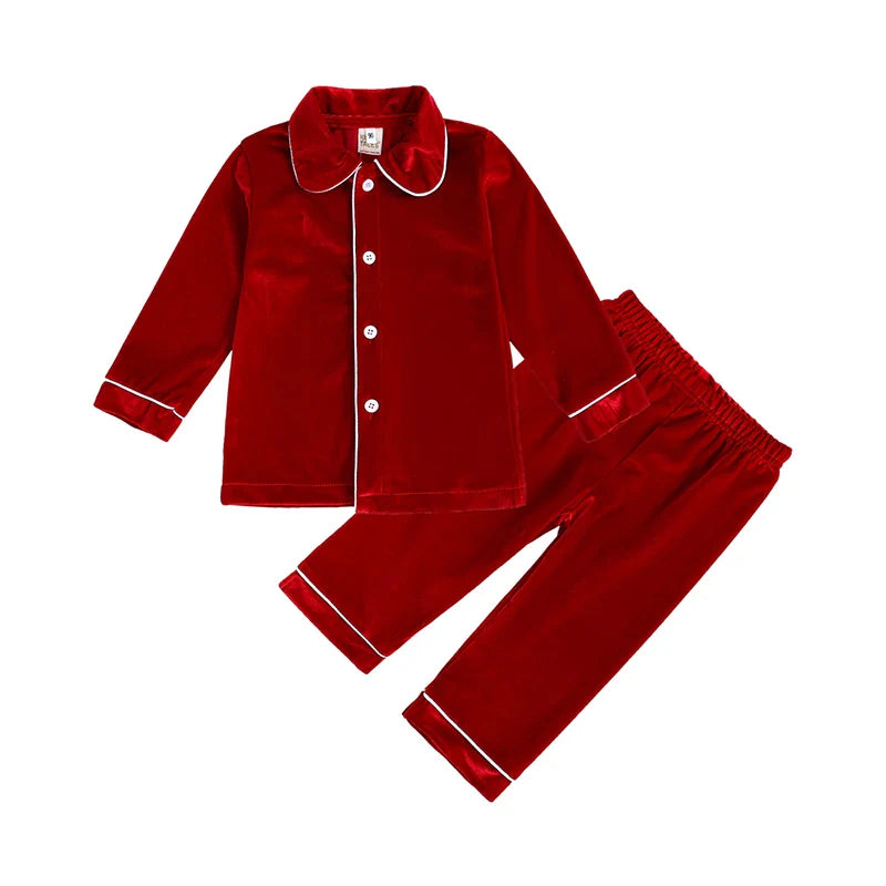 2025 Kids Christmas Pajama Set – Velvet Long Sleeve Loungewear & Sleepwear for Boys & Girls
