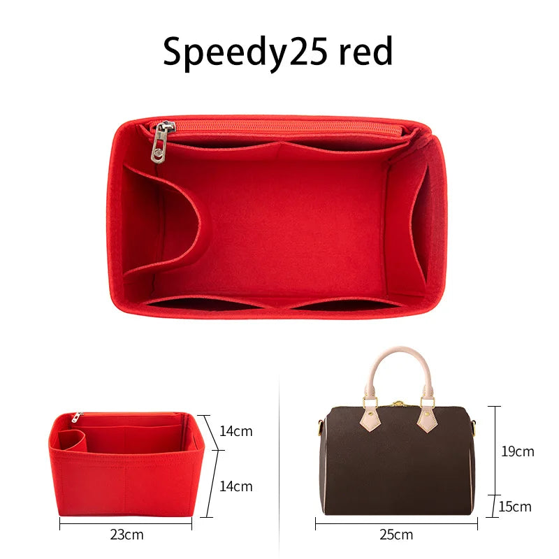 WUTA Felt Insert Bag Organizer — Inner Liner for LV Speedy 20/25/30/35 Handbags, Makeup & Travel Purse Storage