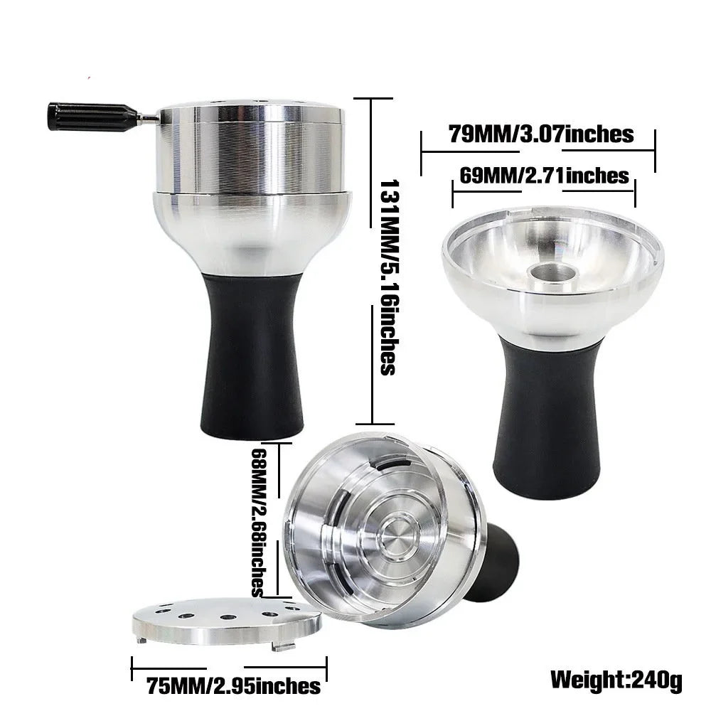 Arab Shisha Hookah Metal Bowl Set: Charcoal Holder with Heat Management Cover - Smoking Accessories for Chicha