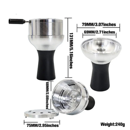 Arab Shisha Hookah Metal Bowl Set: Charcoal Holder with Heat Management Cover - Smoking Accessories for Chicha