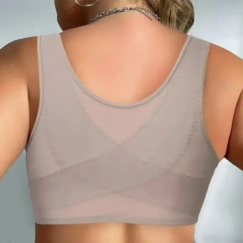 Plus Size Minimizer Bra - 5XL Wireless Front Closure Full Cup Floral Lace Support Bra