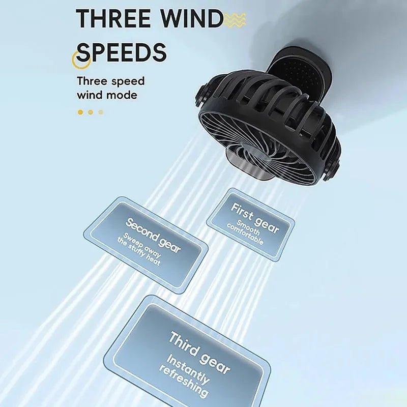 Rechargeable Portable Electric Fan – 720° Rotating Clip Fan with Night Light, Air Cooler for Outdoor, Camping & Desk Use