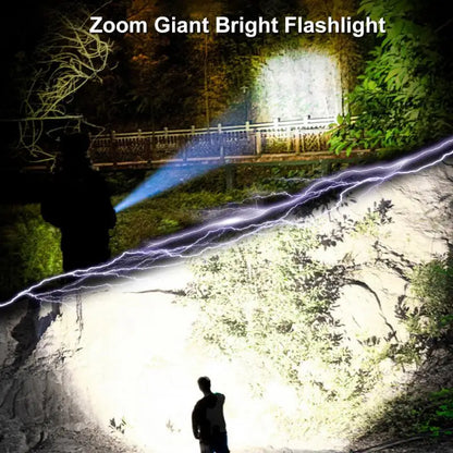 Powerful LED Flashlight – Rechargeable USB, 18650 Battery, Waterproof, Zoom, 100000 Lumens Tactical for Fishing and Hunting