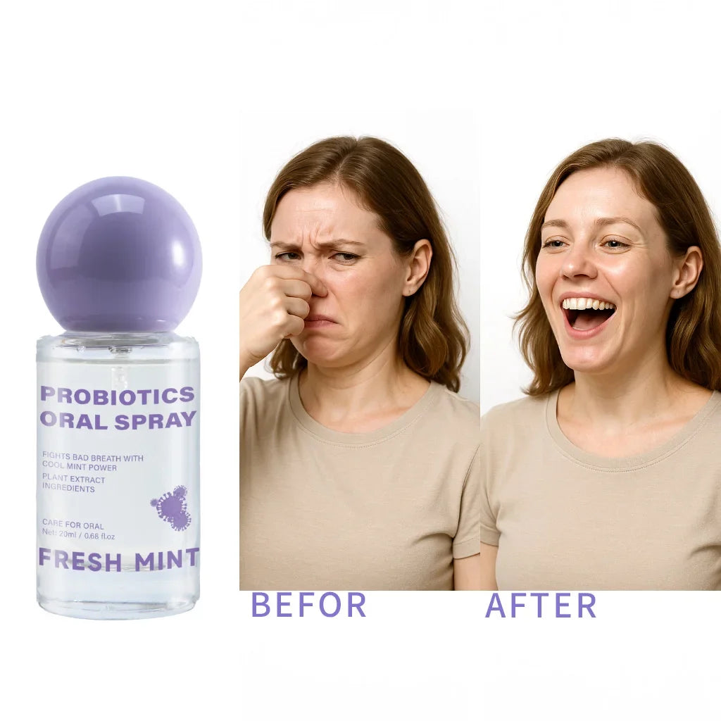 Long Lasting Fresh Mint Oral Spray - Portable 20ML Breath Freshener for Adults & Oral Care