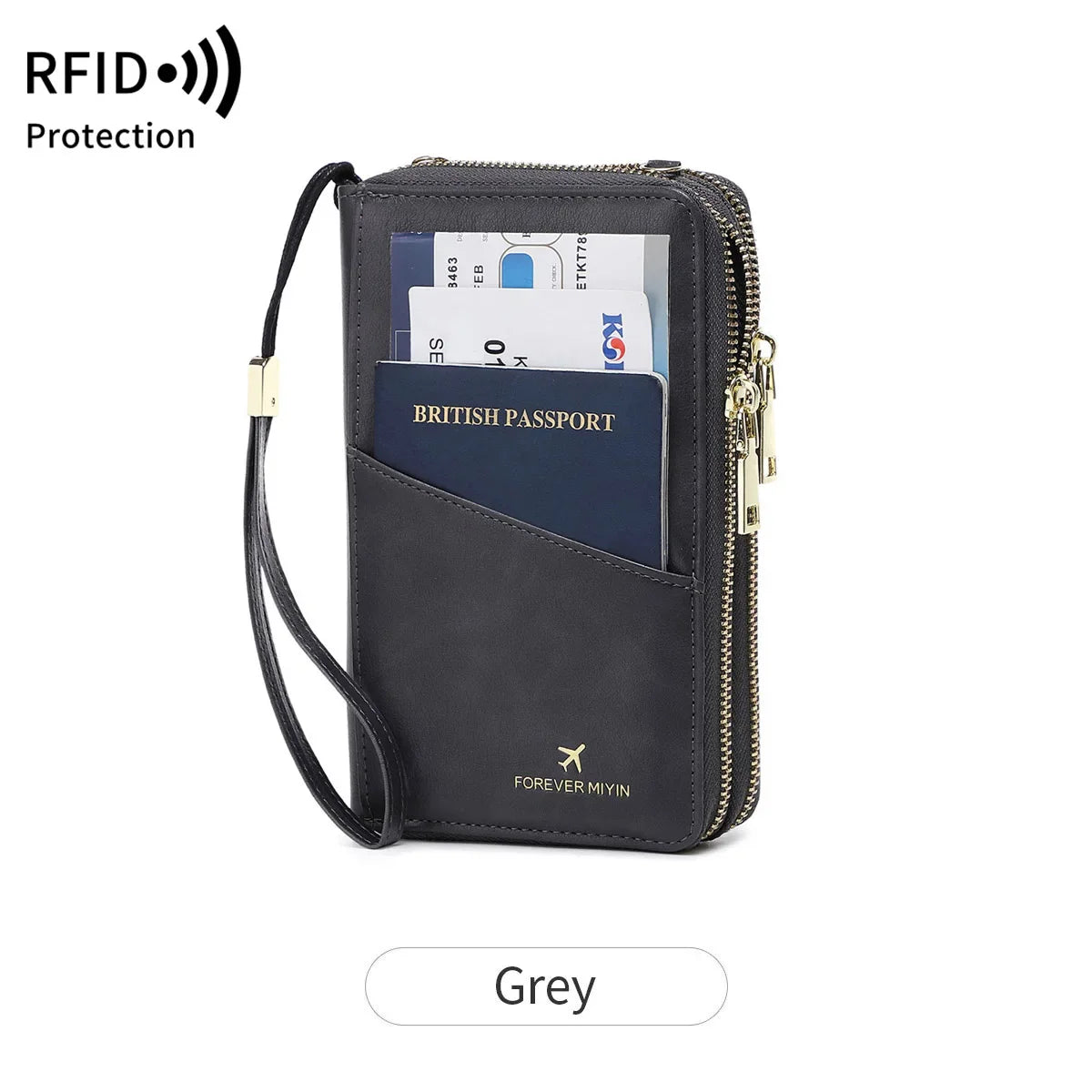 New Travel Passport Wallet – Fashionable Multi-Functional Double Zipper PU Leather Passport Cover with Clip