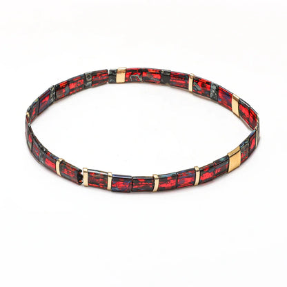 ZMZY Stone Tila Beads Elastic Bracelet for Women – 2025 Fashion Colorful Rainbow Miyuki Tile Bead Jewelry Gift Bracelet
