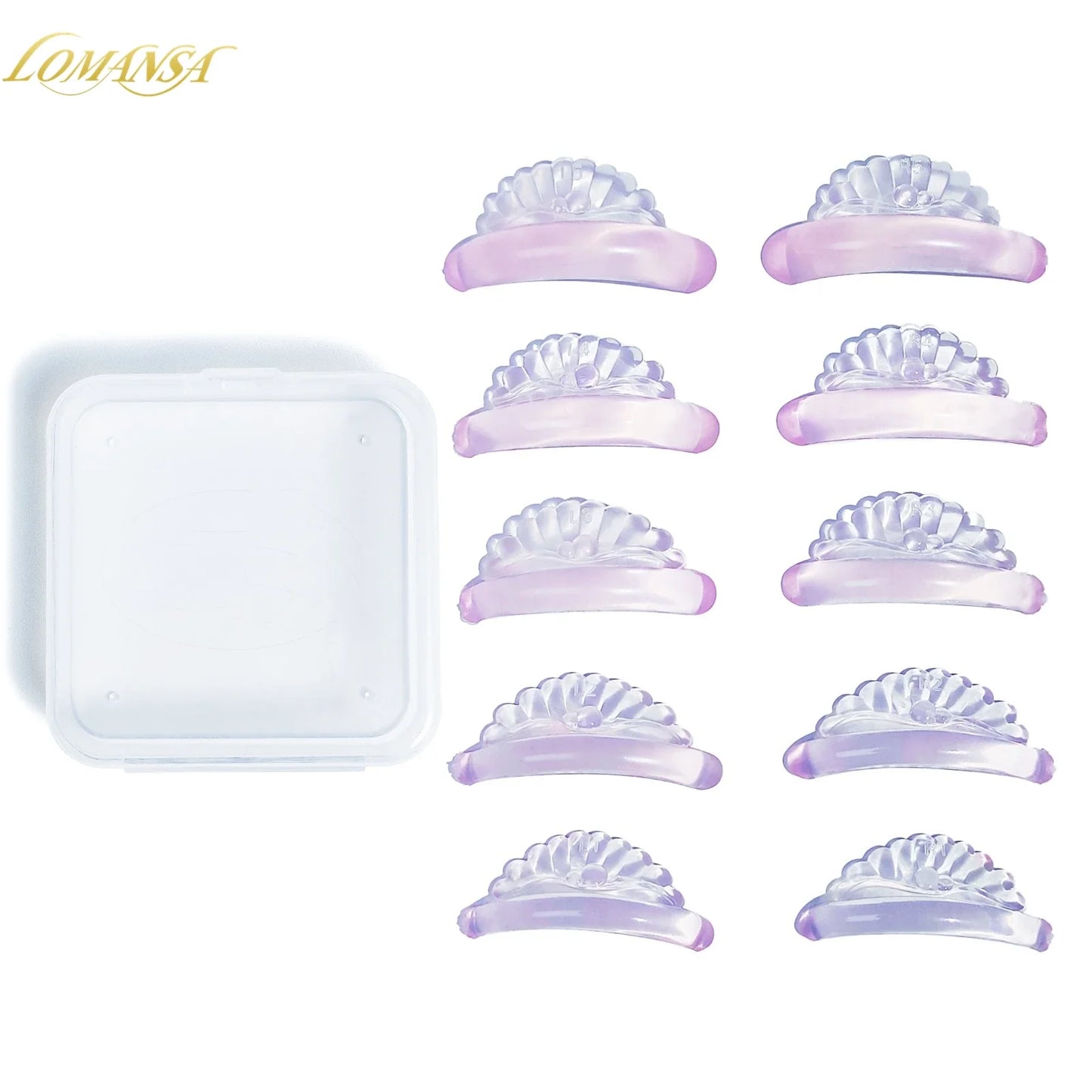 Lomansa 5 Pairs C Curl Silicone Eyelash Perm Pads – Sticky Lifting Rods & 3D Eyelash Curler Accessories Makeup Tools