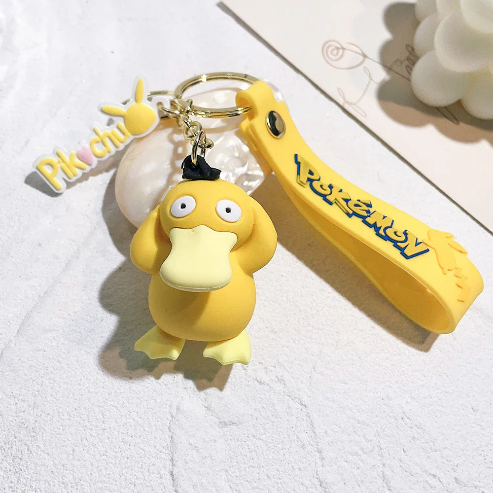 Pokemon Keychain – Pikachu, Charmander & Psyduck Anime Toy, Kawaii Cartoon Doll Pendant for Car, Bag, Kid Gift