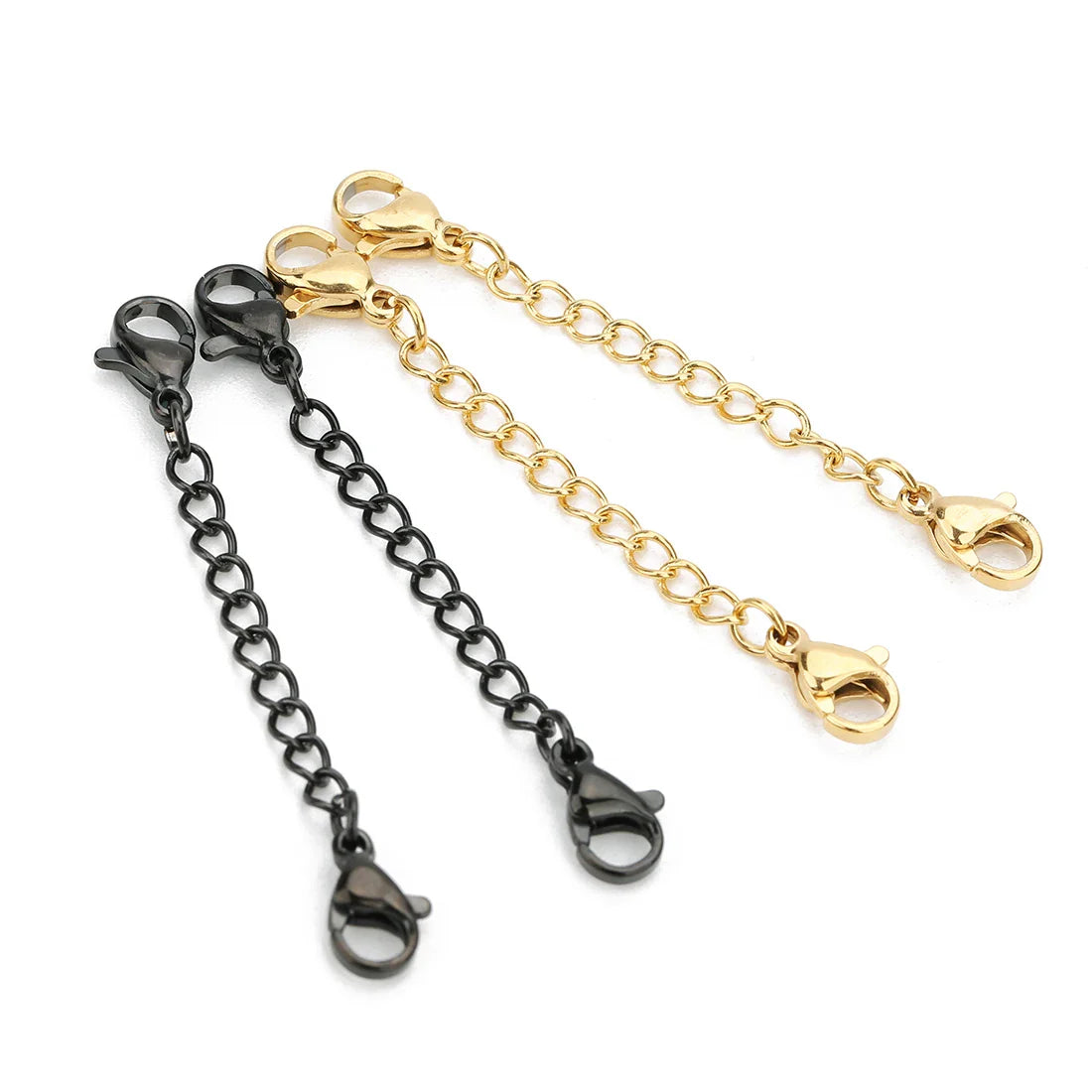 Louleur 5PCS Stainless Steel Necklace Extender Chains – Lobster Clasp Extension Tail Chains for DIY Bracelets & Jewelry