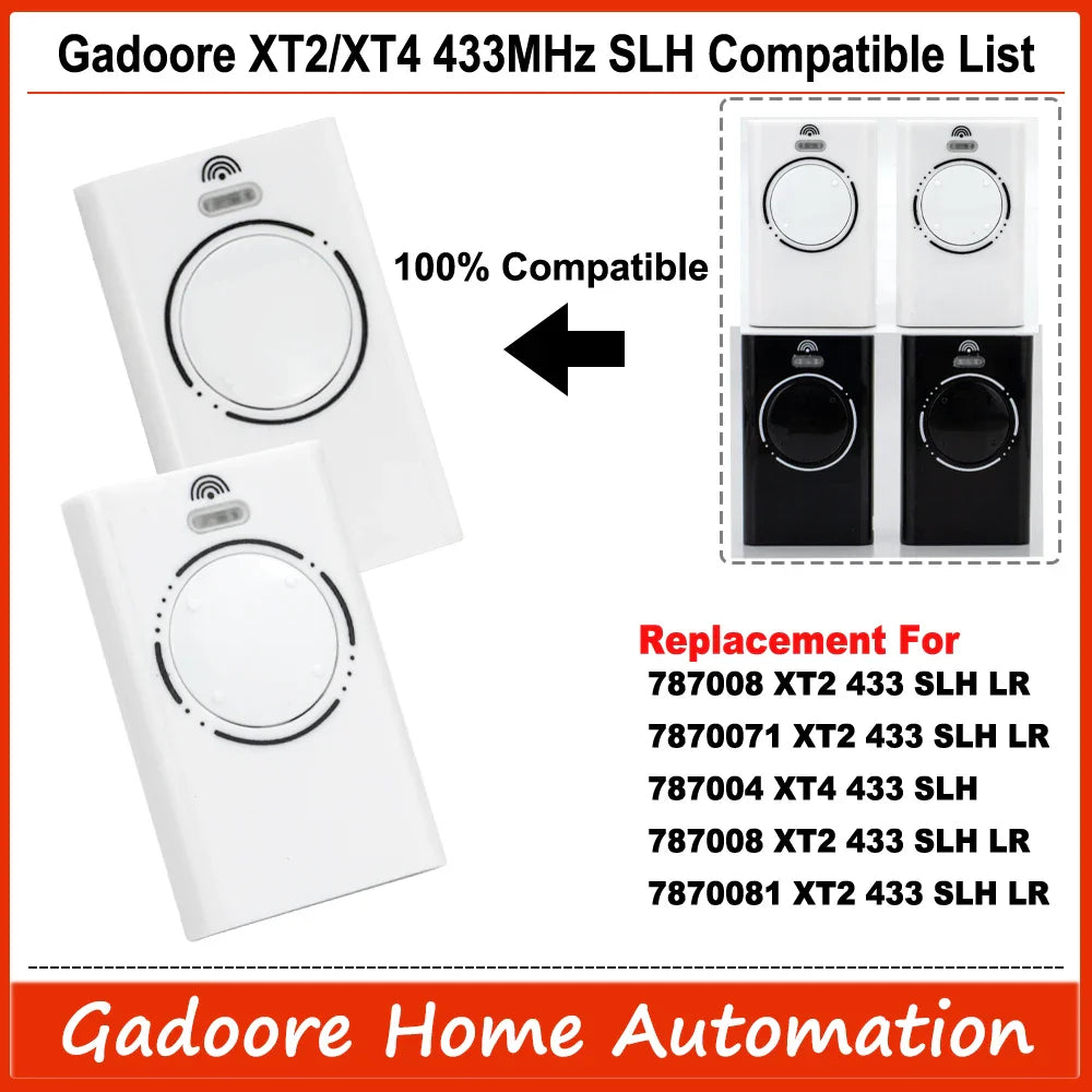 Gadoore XT2 XT4 433MHz SLH LR Garage Door & Gate Remote | Compatible with XT2/XT4 SLH & SLH LR