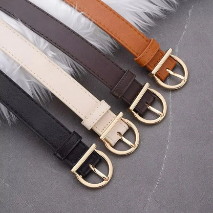 Women's Fashion Pin Buckle Thin Belt – Genuine Soft PU Leather Belt for Cargo Pants & Jeans, Windproof Design