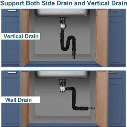 Flip-Top Kitchen Sink Drain with Retractable Deodorizing Filter - Anti-Clogging Flexible Downspout Bathroom Sink Accessory