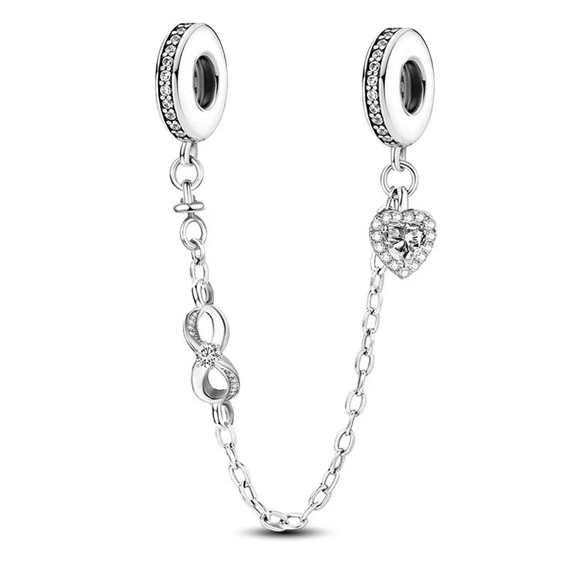 925 Sterling Silver Pink Heart Charm - Zircon Love Pendant Bead for DIY Bracelets, Bangles & Women’s Jewelry
