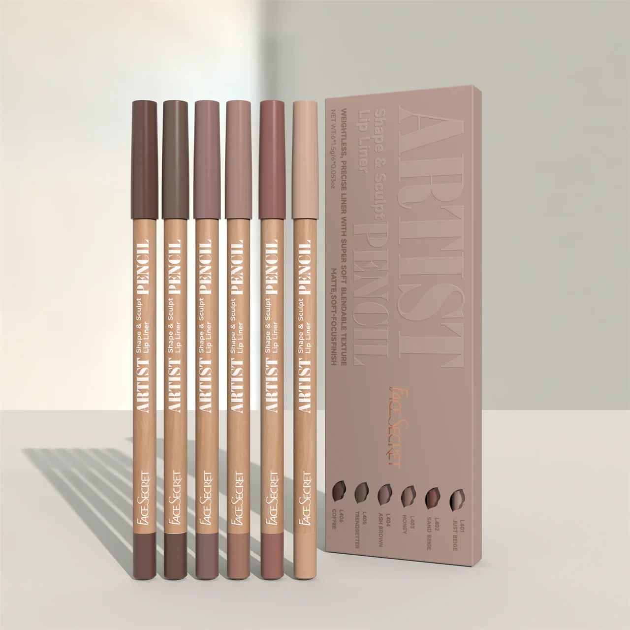 Face Secret Artist Shape Sculpt Lip Liner Set – Weightless, Precise, Super Soft & Blendable Matte Texture