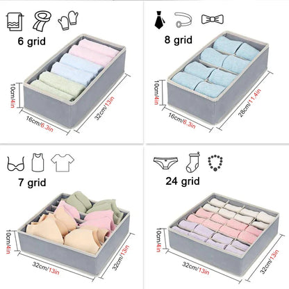 Sock & Underwear Organizer Drawer Divider – Foldable Closet Storage Bins for Bra, Underpants, Scarves, and Ties