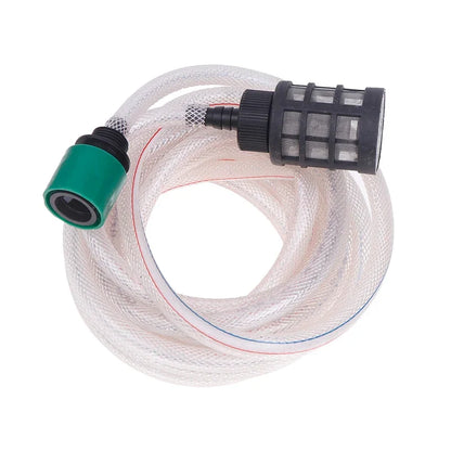 5M Portable Pressure Washer Hose Kit - Battery-Powered Car Washing Machine Suction Pipe with Water Inlet Filter for Home & Auto Cleaning
