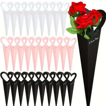 12/24/36PCS Heart-Shaped Bouquet Bags – Floral Packaging & Gift Decoration for DIY Valentine’s Day Gifts