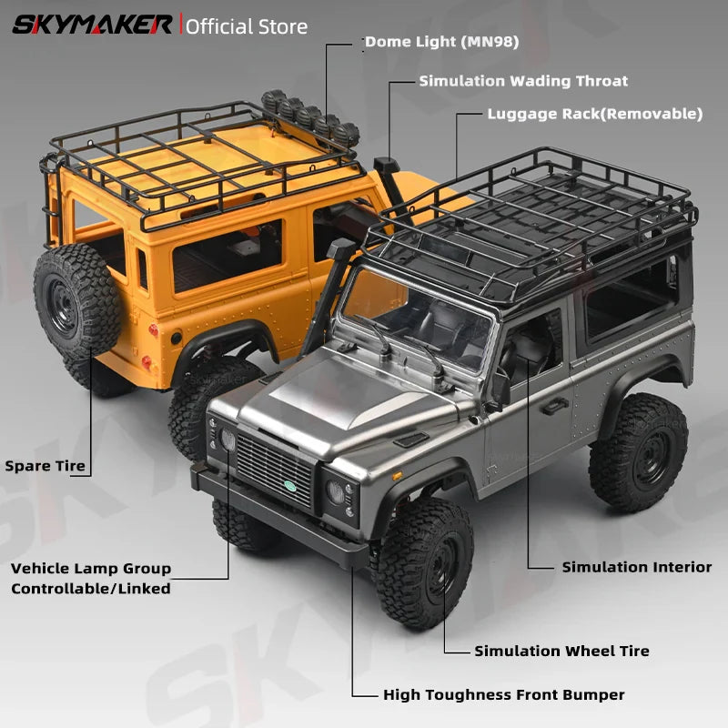 MN99s MN98 1:12 RC Rock Crawler – 2.4G 4WD Defender RTR Remote Control Car, 1/12 RC Truck Toys