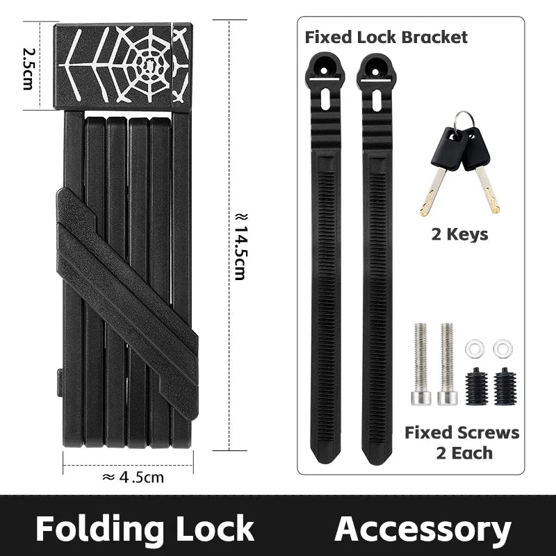 WEST BIKING Foldable Bike Lock – Heavy Duty Anti-Theft Chain Cable Padlock with 3 Keys for Bicycle & Motorcycle Security