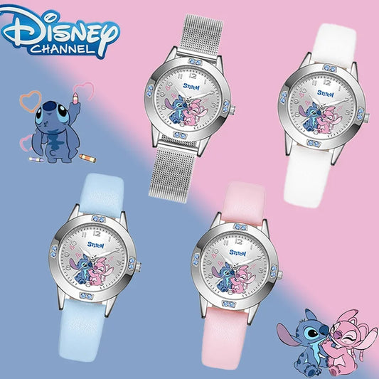 MINISO Disney Stitch Ladies' Quartz Watch - High-Quality Steel Belt with Diamond Set Design