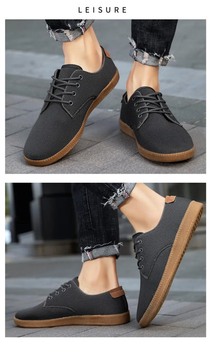 Men’s Canvas Casual Sneakers — Lightweight Slip-On Vulcanized Flats & Loafers, Comfortable Trainers Shoes
