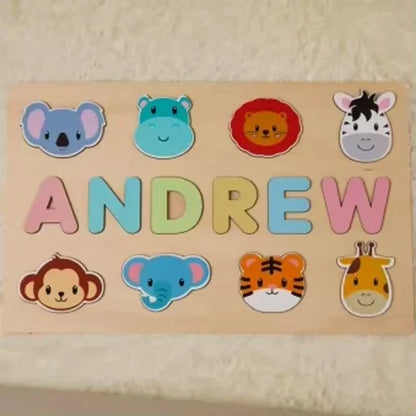 Montessori Personalized Wooden Name Puzzle — Custom Letter Board Educational Toy for Babies