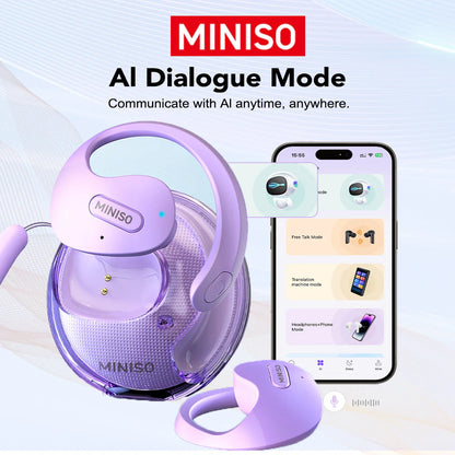 MINISO X15Pro Translator Bluetooth Earphones — Wireless Headset for Travel & Office, 5.4 AI Translation, ASMR App Compatible