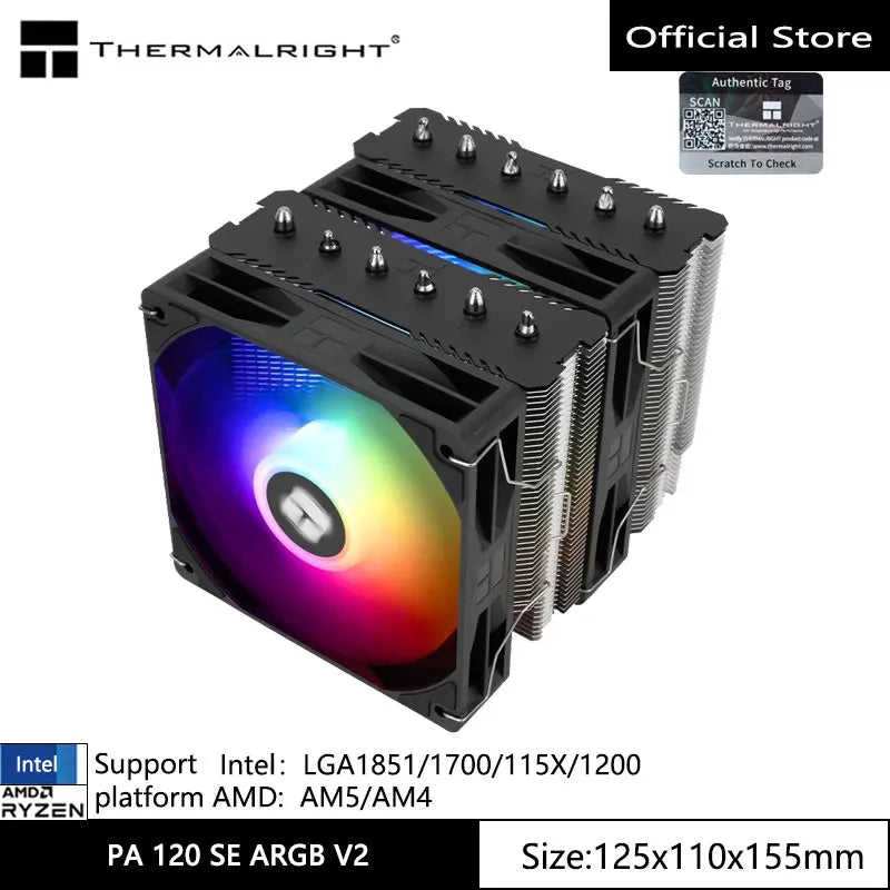 Thermalright Peerless Assassin 120 SE V2 CPU Air Cooler – Dual Tower Radiator with 120mm Fan, Supports Intel LGA1851/1700 & AMD AM5/AM4 High Performance Cooling