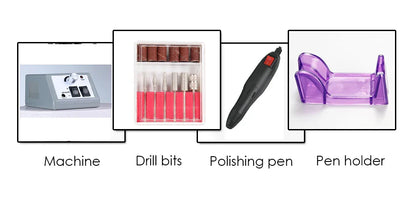 20000RPM Professional Nail Drill Machine Set - Low Noise Nail File Kit with Drill Bits & Gel Polish Remover Tools