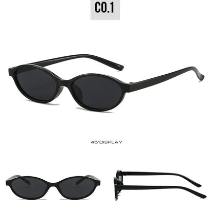Retro Oval Frame Sunglasses - Trendy Small Cat Eye Punk Style UV Protection Shades