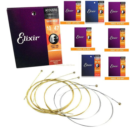 Elixir Acoustic Guitar Strings - 80/20 Bronze Nickel for Electric Play, Ideal for Popular Music and Rock (11002, 16052, 16027, 11-52)