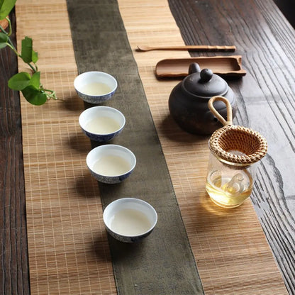 Japanese-Style Natural Bamboo Rattan Tea Scoop – Tea Shovel, Leaves Chooser, Honey & Coffee Spoon, High-Quality Holder