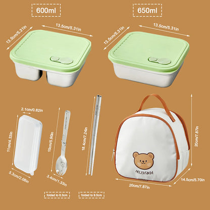WORTHBUY 304 Stainless Steel Lunch Box with Lid — Portable Leak-Proof Stackable Bento Box for Fruit, Salad, and Food Storage, Ideal for Students