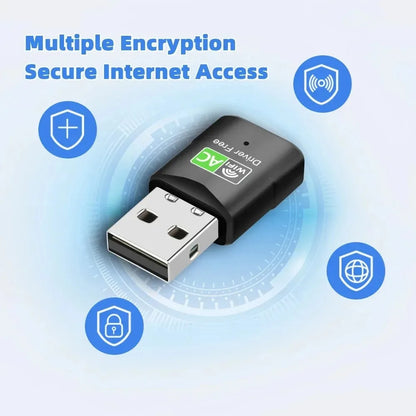 600Mbps USB WiFi Adapter – Dual Band 2.4GHz/5GHz WiFi Dongle, 802.11AC Wireless Network Card for PC