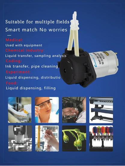 Kamoer DC 12V/24V Dosing Pump - Peristaltic Pump with Connector for Arduino, Aquarium, Lab & DIY Liquid Applications