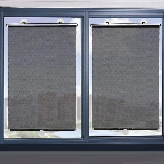 Universal Nail-Free Roller Blinds – Suction Cup Blackout Sunshade for Car, Bedroom, Kitchen & Office Windows