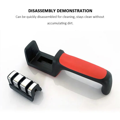 Hand-Held Multi-Functional Knife Sharpener: 3/4-Segment Household Sharpening Stone in Black