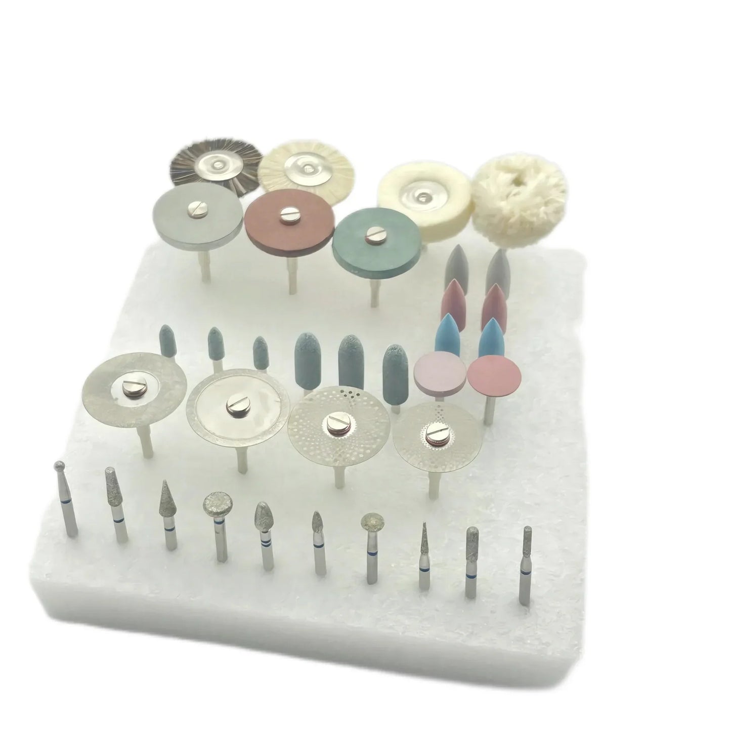 35pcs Dental HP Kit for Grinding & Polishing Ceramic Porcelain – Diamond Burs Brush Dentist Tool Set
