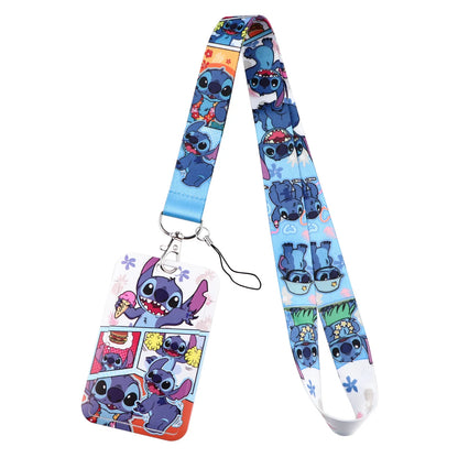 Cartoon Stitch Credential Holder Lanyard – Cute Neck Strap for Keychain, Pass & Credit Card Holder Accessories