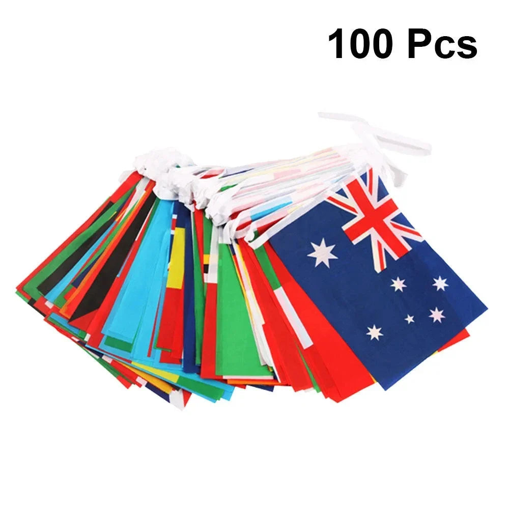 World Flags String Banner – 100 Countries International Hanging Pennant for Sports, School & Club Decoration