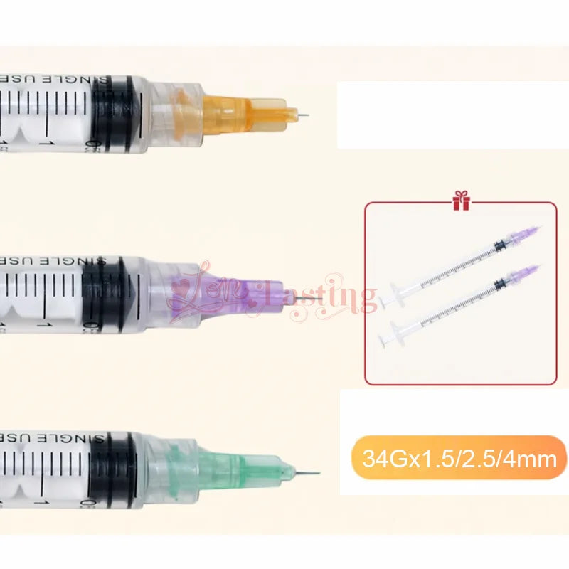 1ml Luer Syringes Kit with 30G–34G Needles (2.5–4mm) – Sharp Precision Injection & Tattoo Tool Set