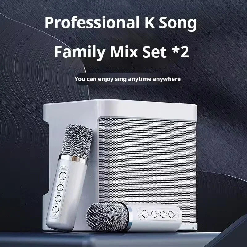 Portable Karaoke Machine with 2 Wireless Microphones — Boombox Player with AUX, TF Card, U Disk & Voice Changer for Parties