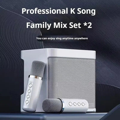 Portable Karaoke Machine with 2 Wireless Microphones — Boombox Player with AUX, TF Card, U Disk & Voice Changer for Parties