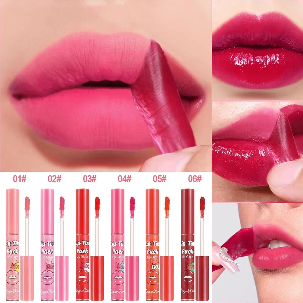 Peel-Off Waterproof Lip Glaze & Lip Stain – Long Lasting Non-Stick Matte Red Liquid Lipstick with Tattoo Tint Effect for All-Day Wear Makeup
