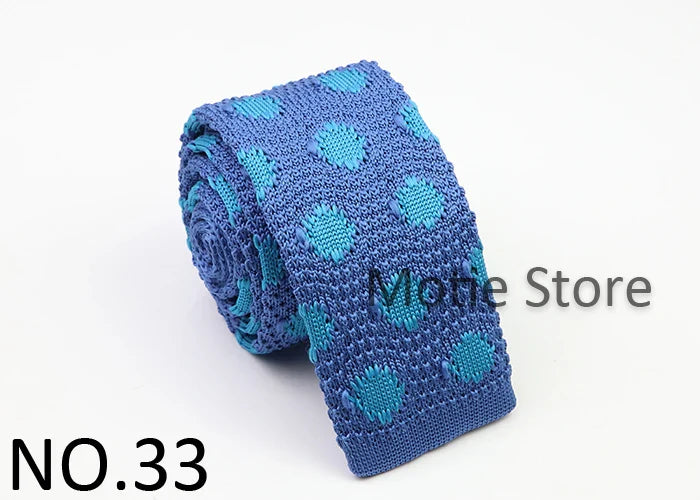 Classic Knit Neck Tie for Men — 6cm Plaid & Dots Casual Business Wedding Tie